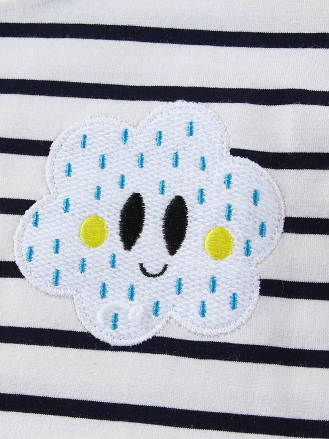 women's children's cute appliques striped round neck dress - styling option