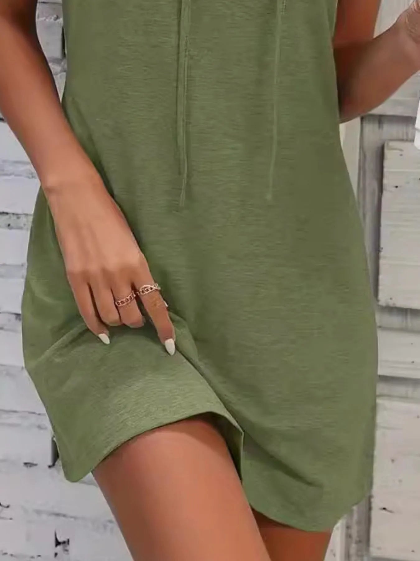 Full Size Drawstring Casual Sleeveless Hooded Mini Dress Plus Size