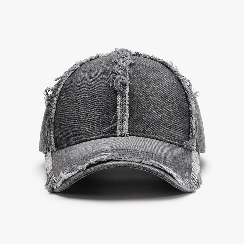 Raw Hem Cotton Baseball Cap Gray One Size