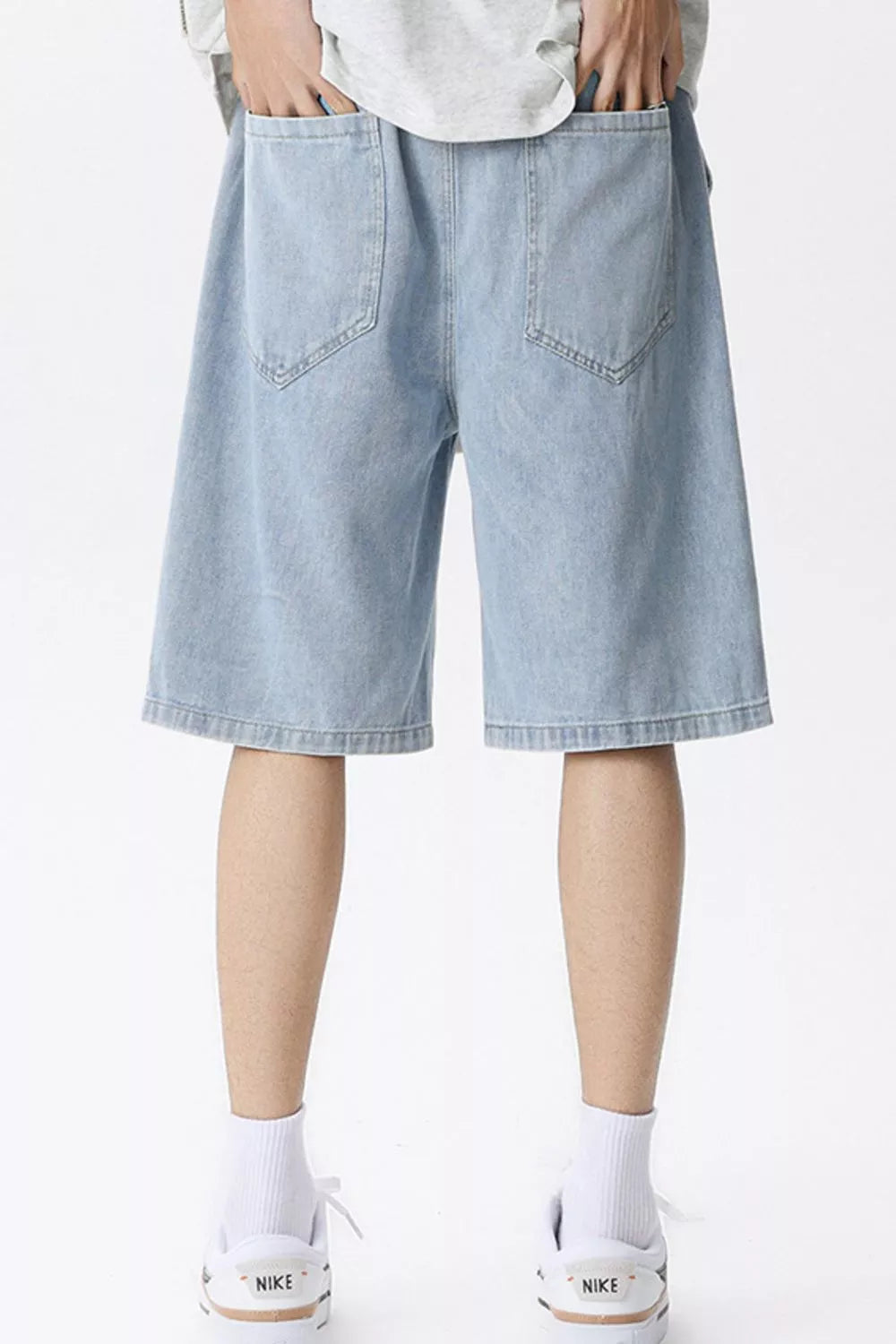 men's men's full size vintage wash drawstring denim shorts plus size - product detail