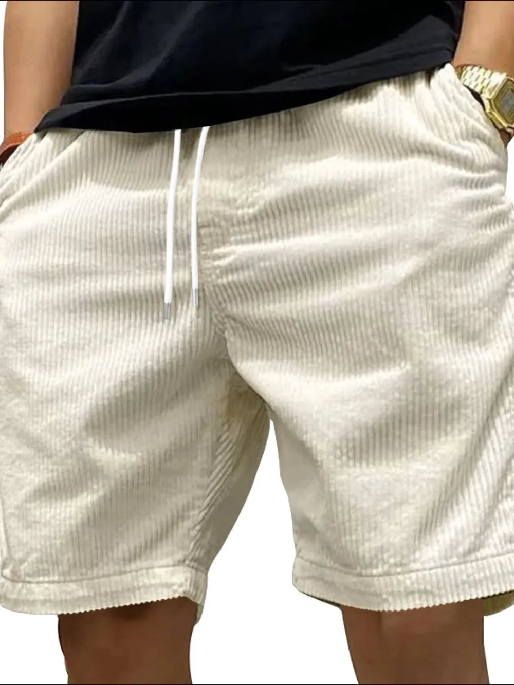 Men's Drawstring Shorts with Pockets Ivory