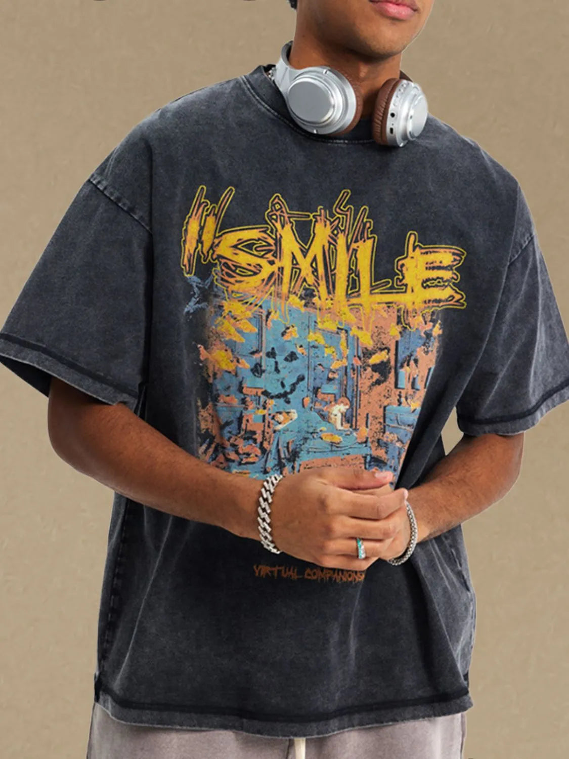 Men's Graphic Round Neck Half Sleeve T-Shirt