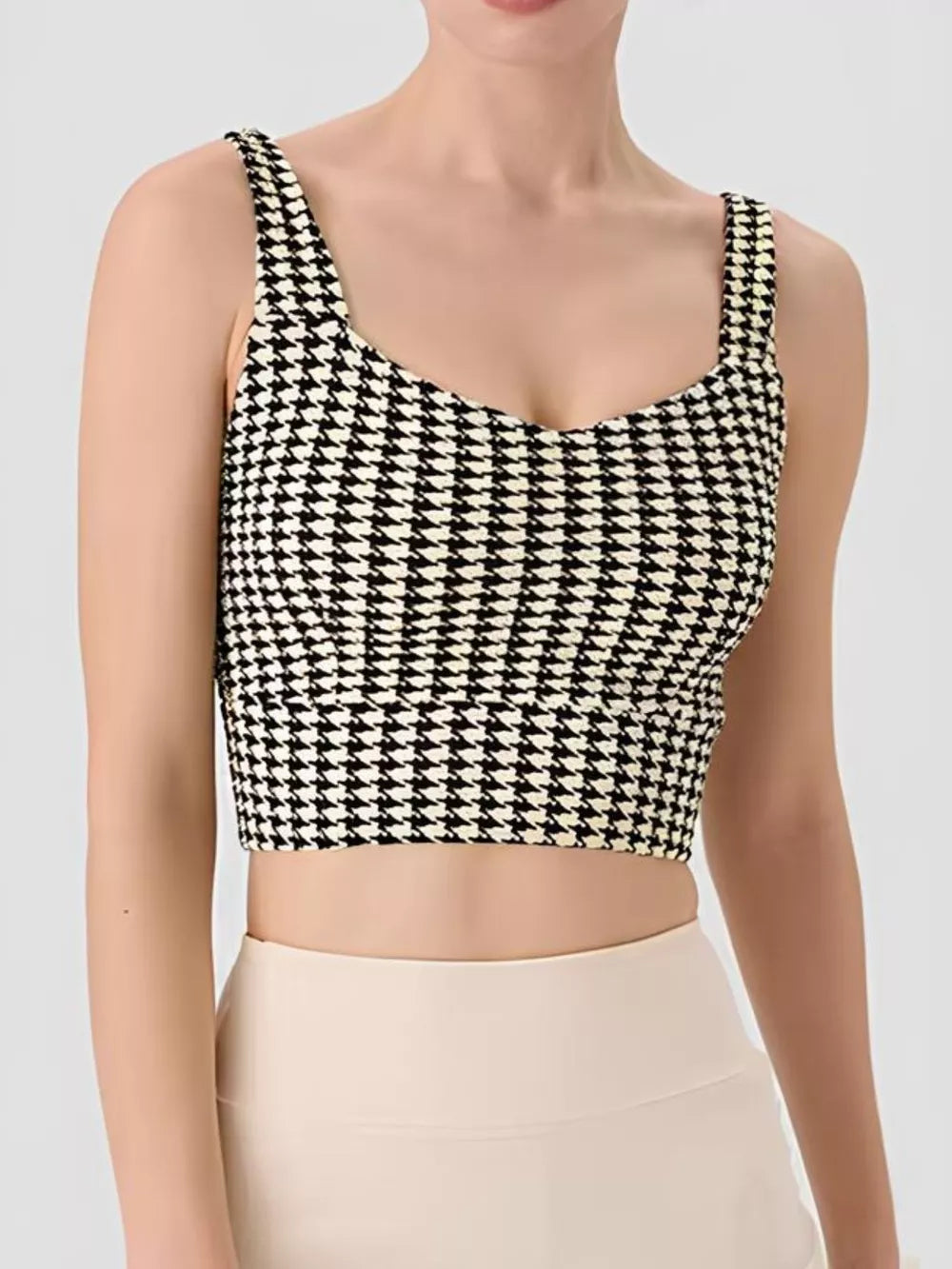 women's crisscross back houndstooth active bra - additional angle