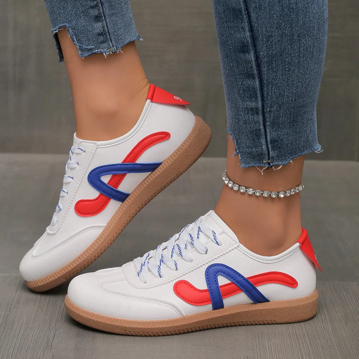 Round Toe Flats Sneakers Red