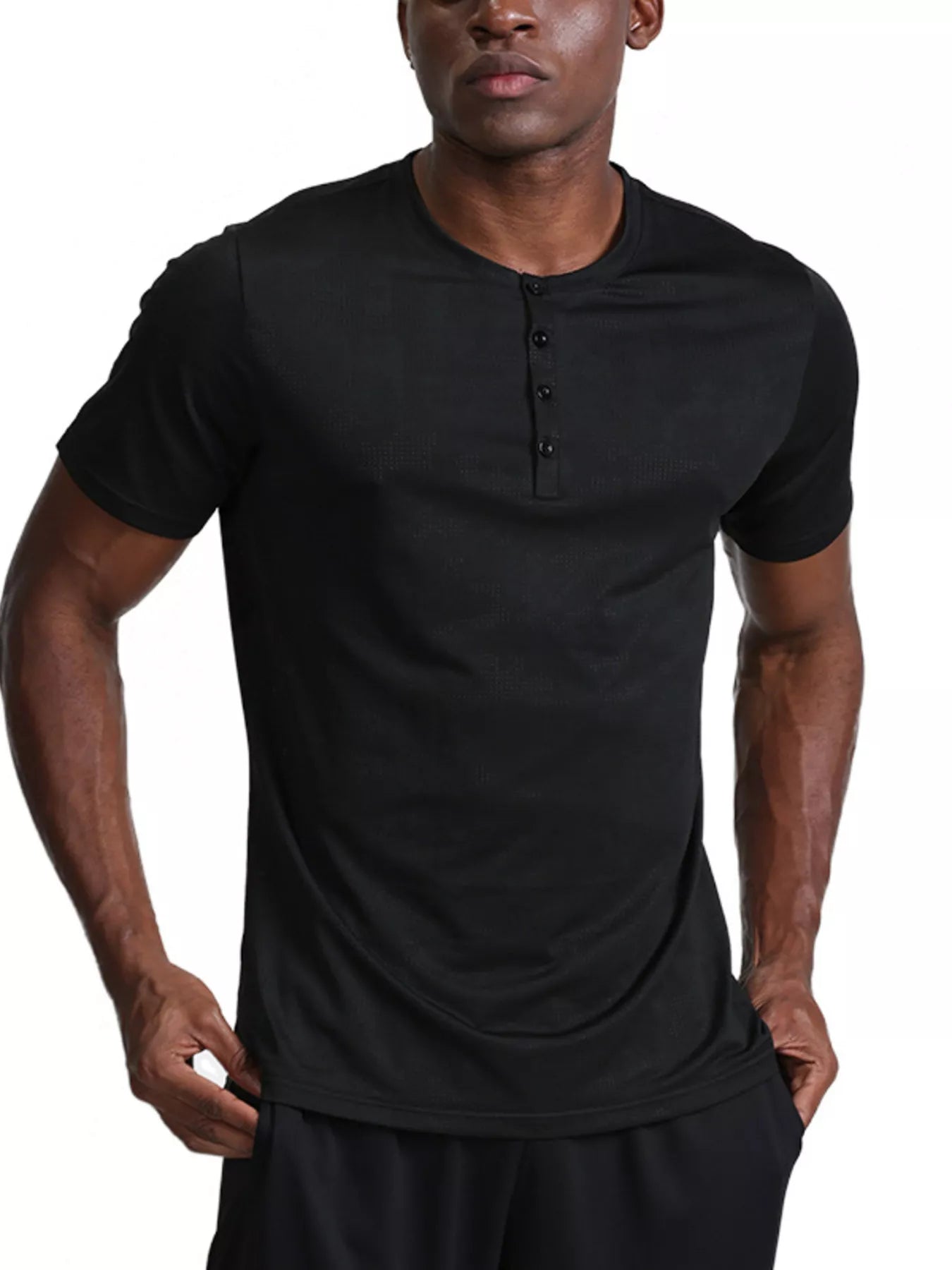 men's men's plus size lightweight henley active t-shirt - back view