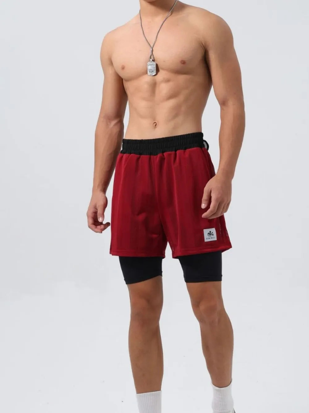 Men's Plus Size Elastic Waist Shorts Burgundy