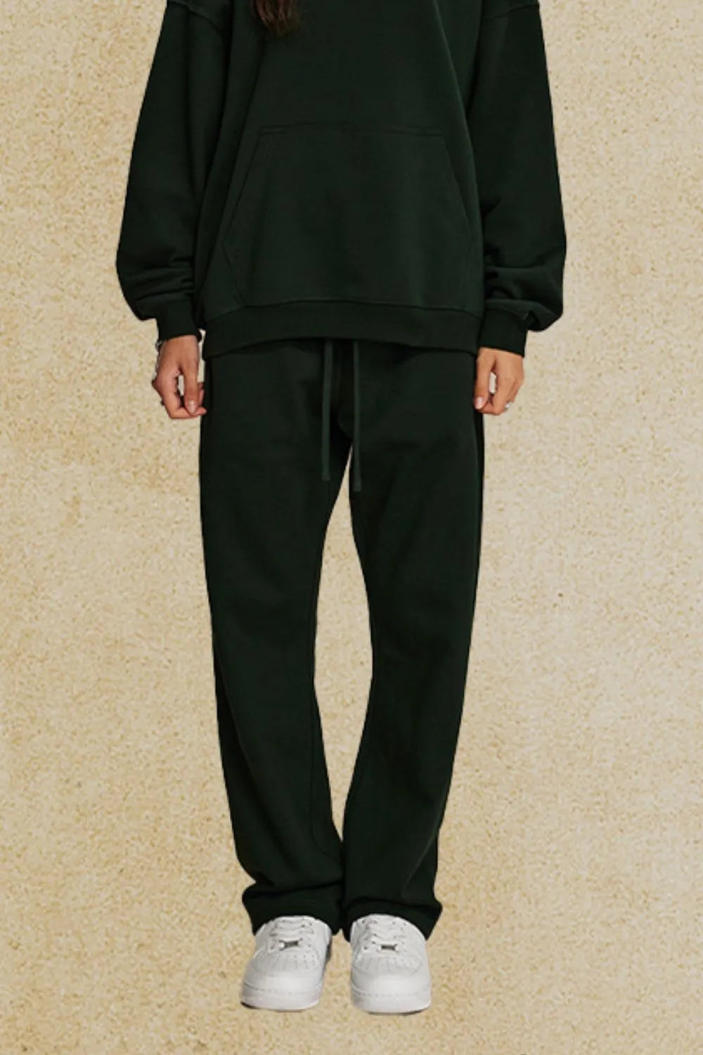 Men's Drawstring Loose Fit Pants Black Forest