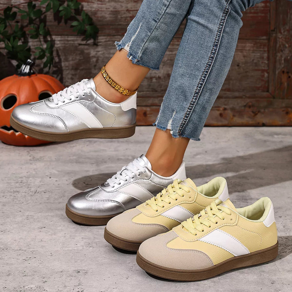 women's round toe lace up sneakers - main product image