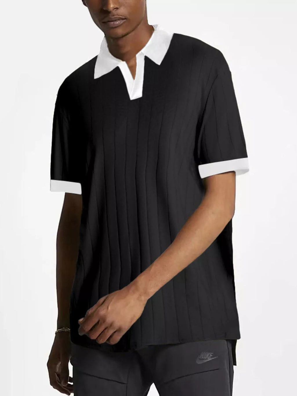 men's men's full size contrast trim short sleeve polo plus size - front view