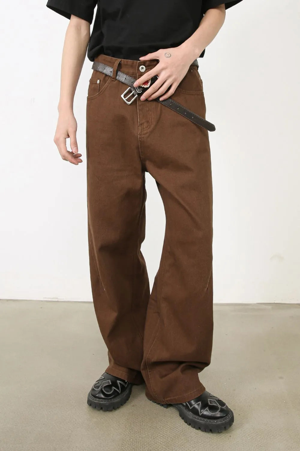 Men's Loose Fit Jeans Coffee Brown