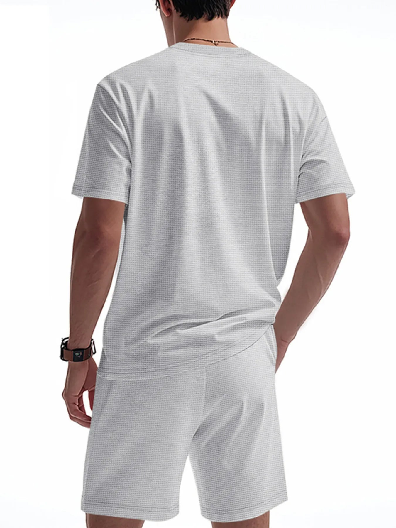 men's men's full size round neck short sleeve top and shorts set plus size - extra view