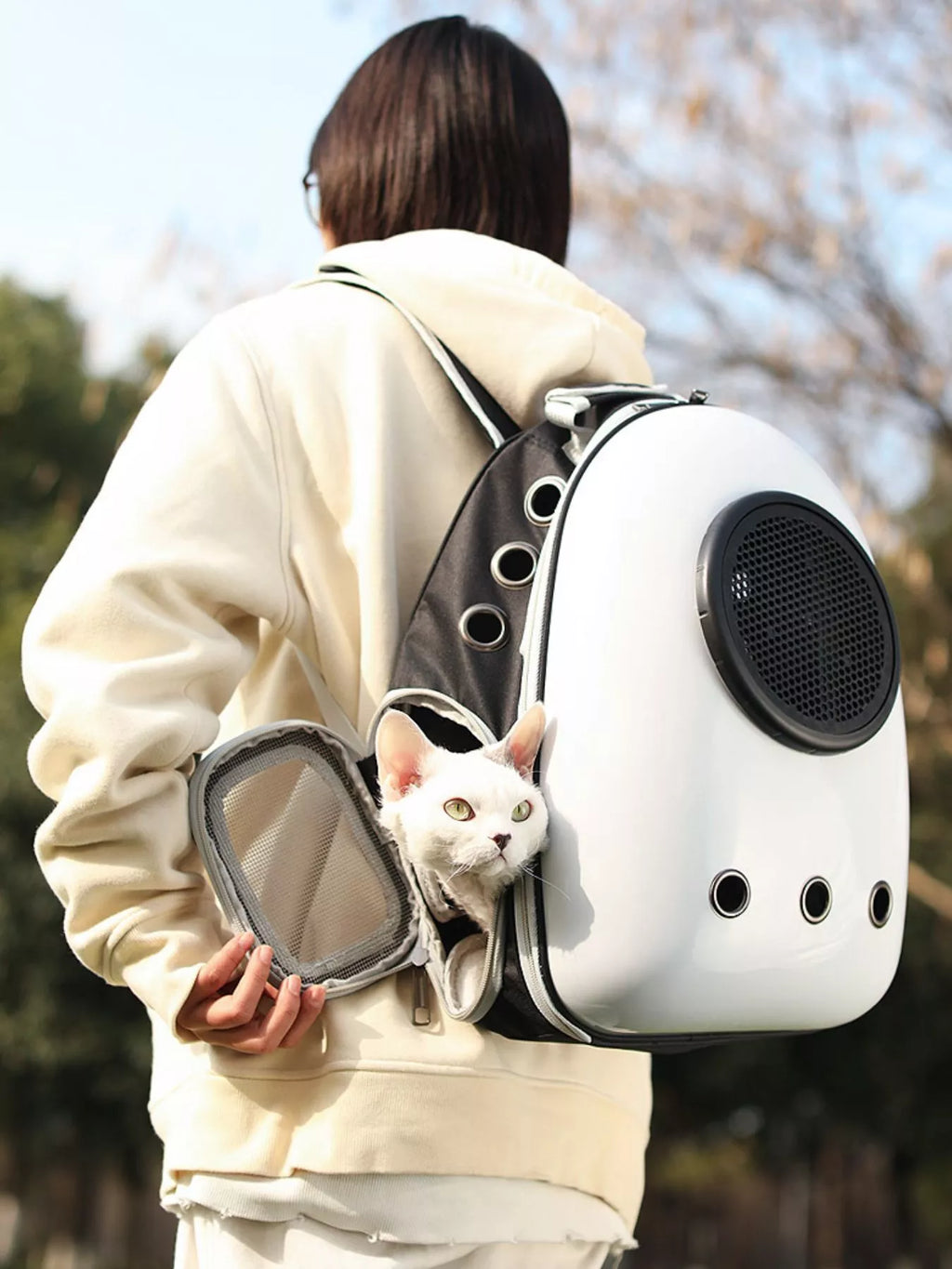 women's space capsule transparent pet carrier backpack - extra view