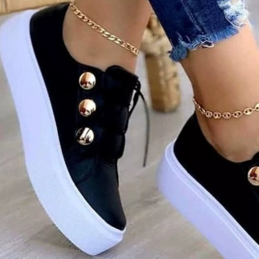 women's round toe platform sneakers - back view