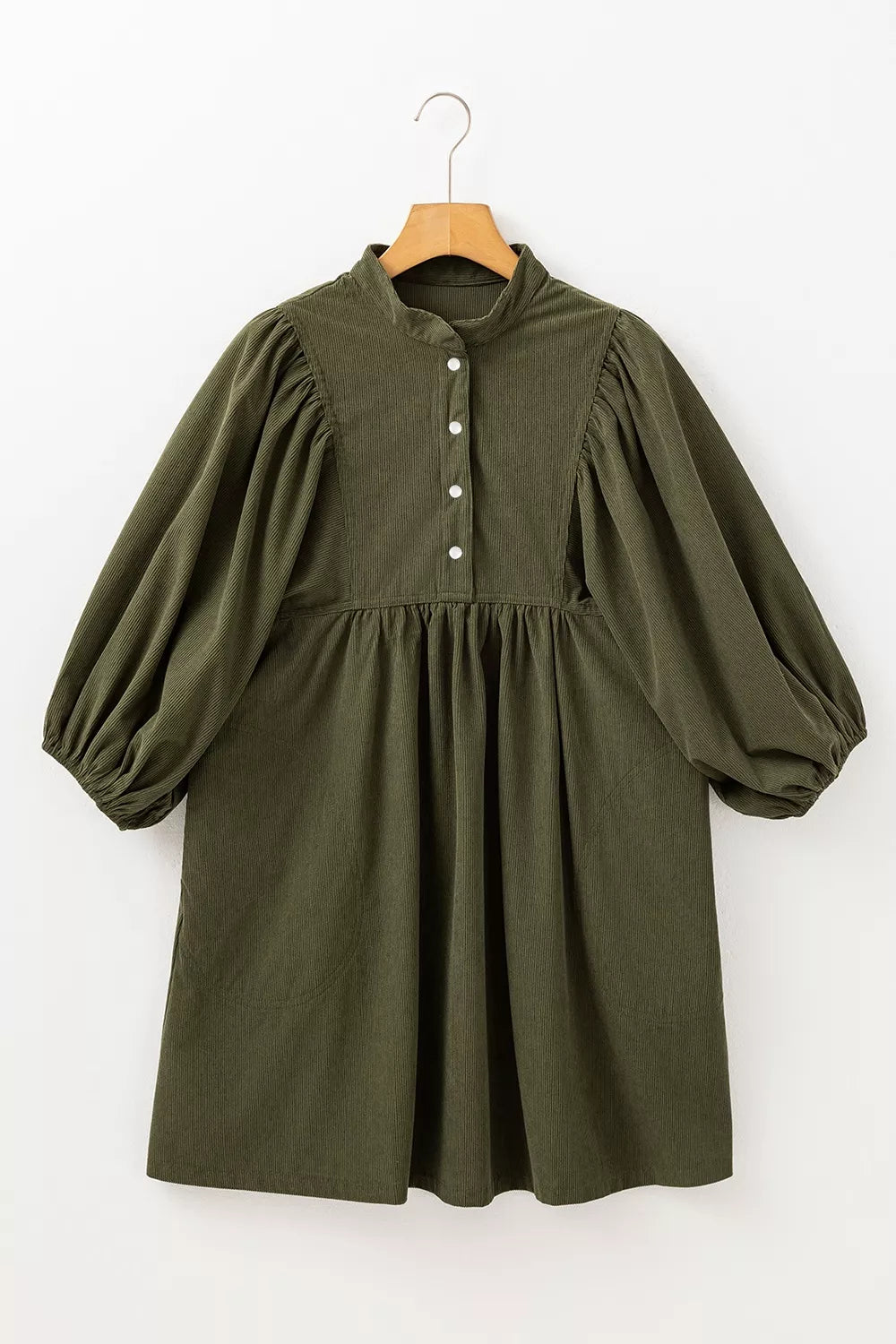 women's corduroy button-down babydoll dress - styling option