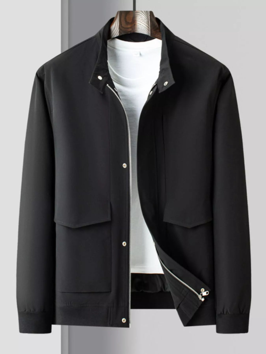 men’s relaxed fit lined coat with chest pockets
