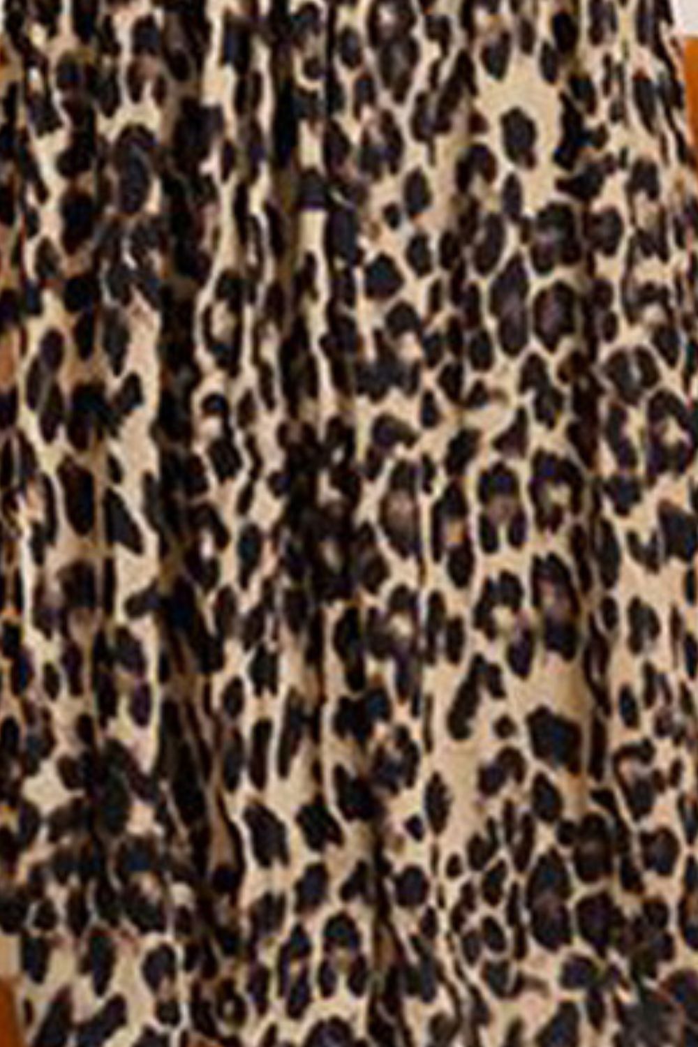 Plus size leopard print midi skirt with elastic waistband – Donjane