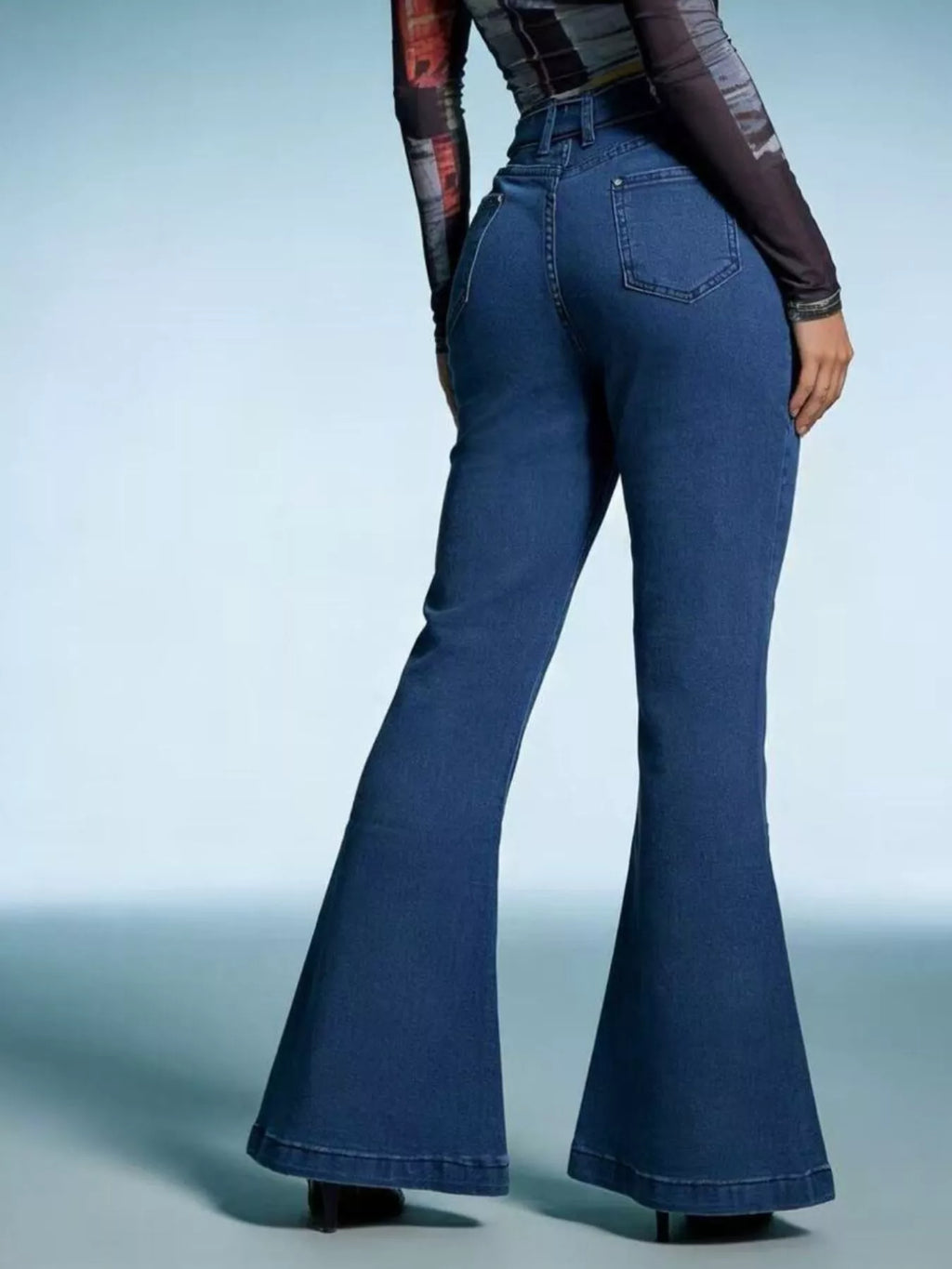 women's bow-tie high-waisted flare jeans - product detail