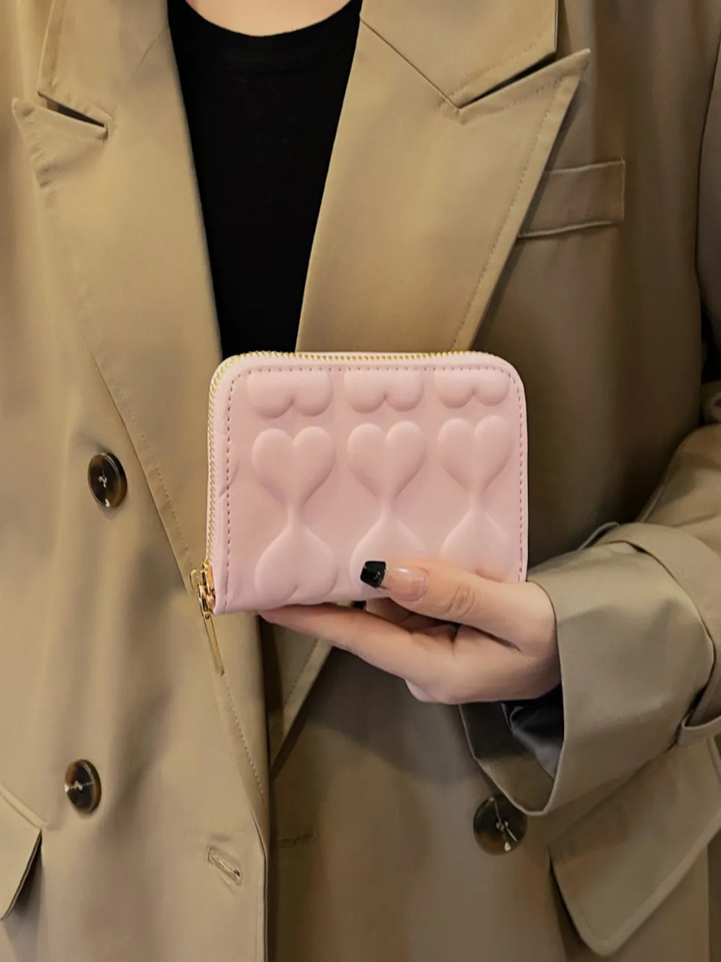 PU Leather Card Case Blush Pink One Size