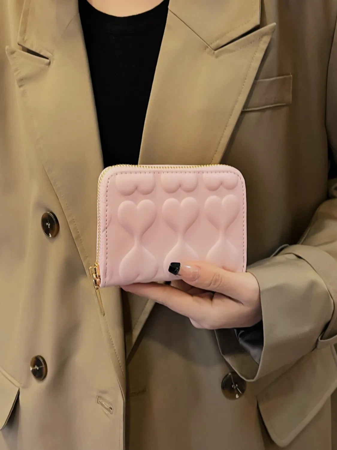 PU Leather Card Case Blush Pink One Size