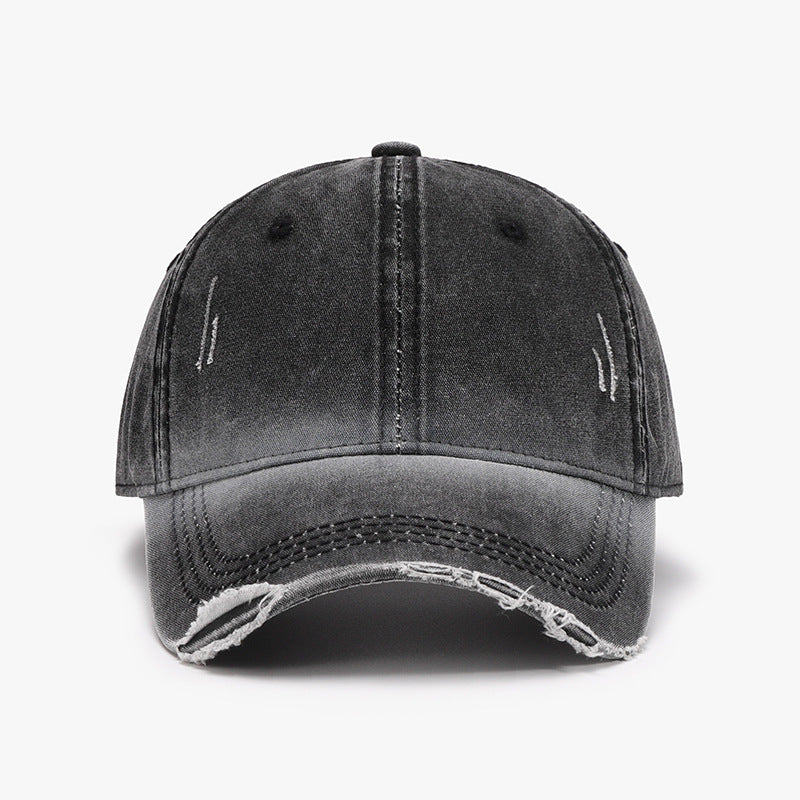 Distressed Washed Adjustable Baseball Cap Dark Gray One Size