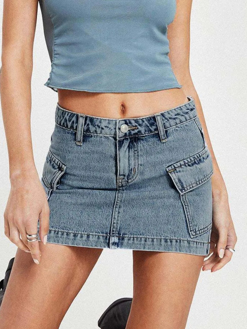 Mini Cargo Denim Skirt with Pockets Medium