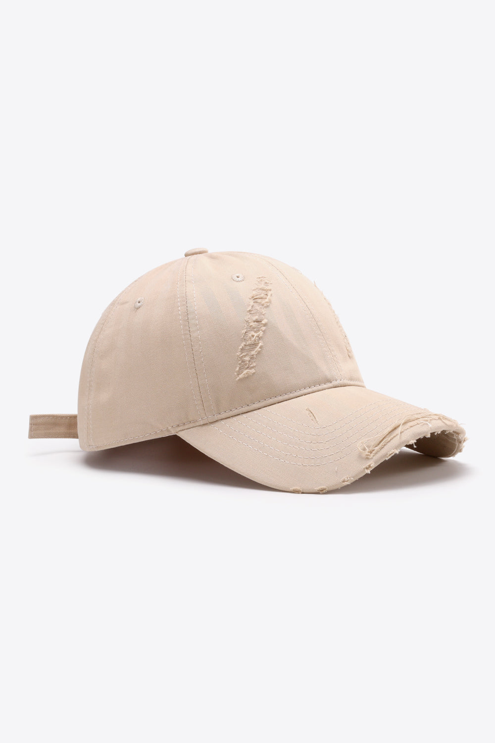 Distressed Adjustable Baseball Cap Cream One Size