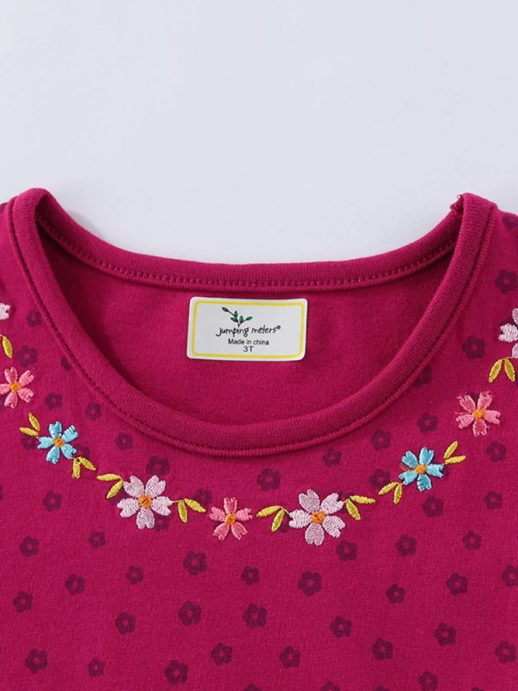 women's children's floral embroidered bird applique dress - side view