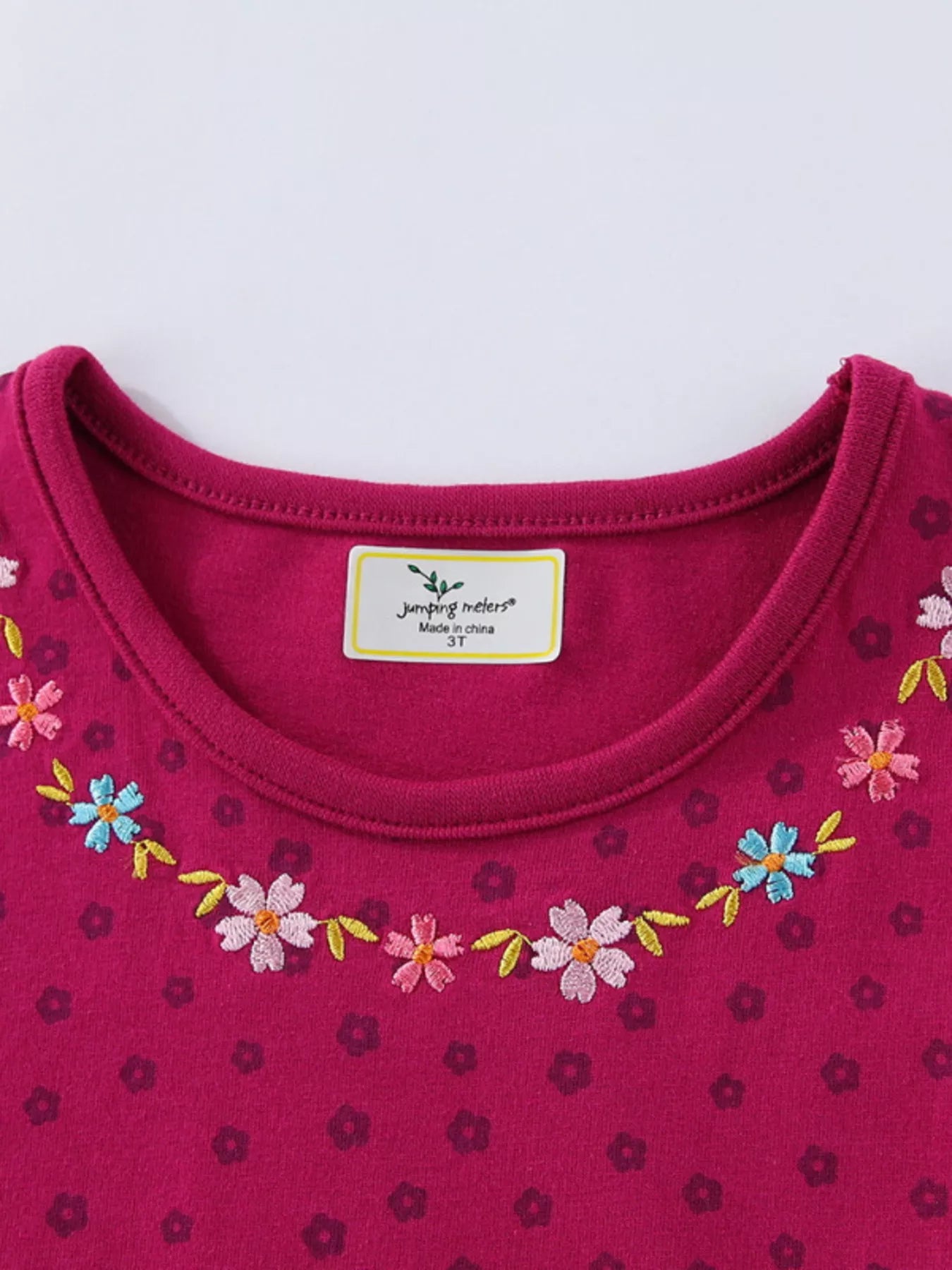 women's children's floral embroidered bird applique dress - side view
