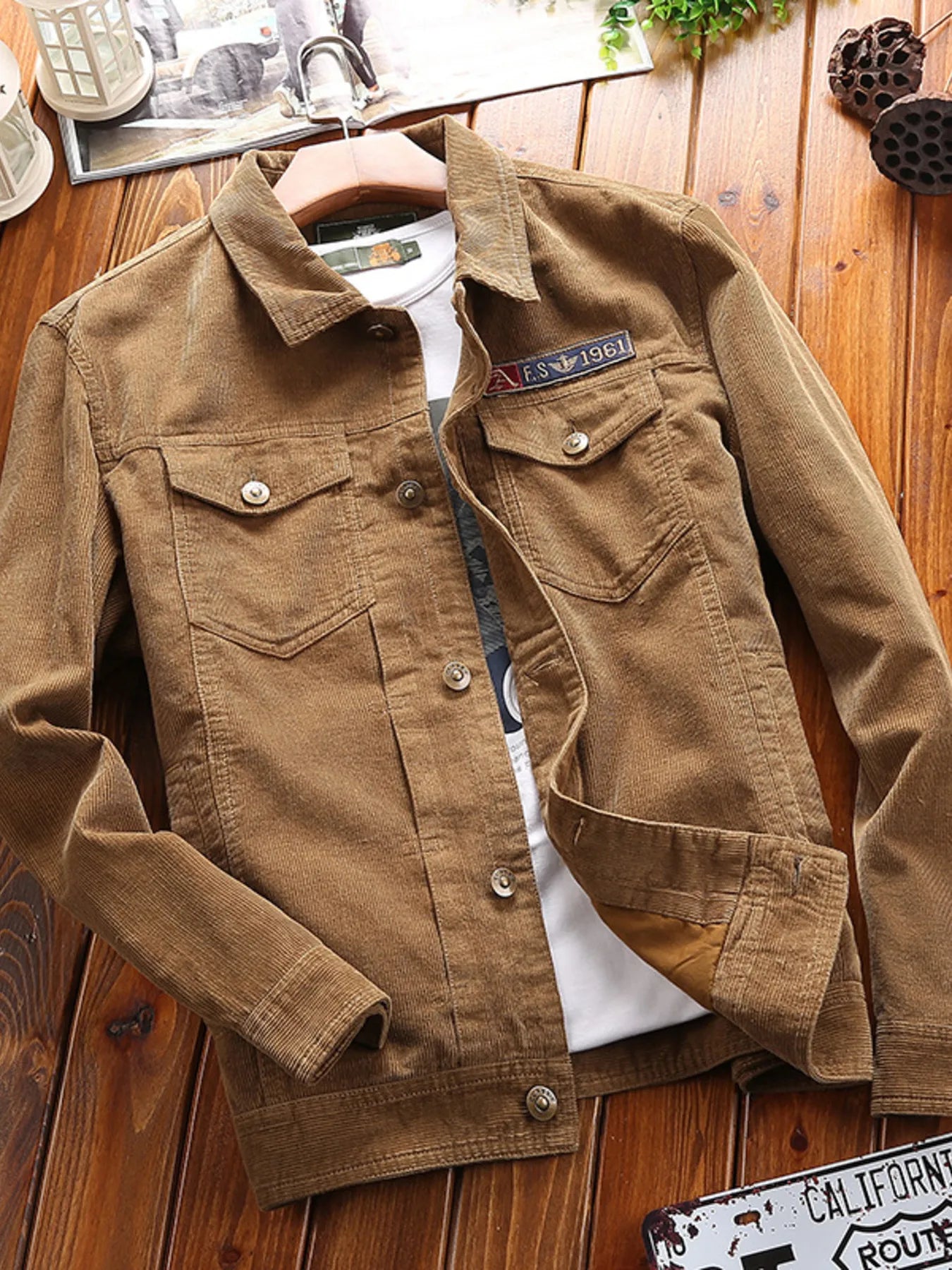 Men's Plus Size Button Up Long Sleeve Jacket