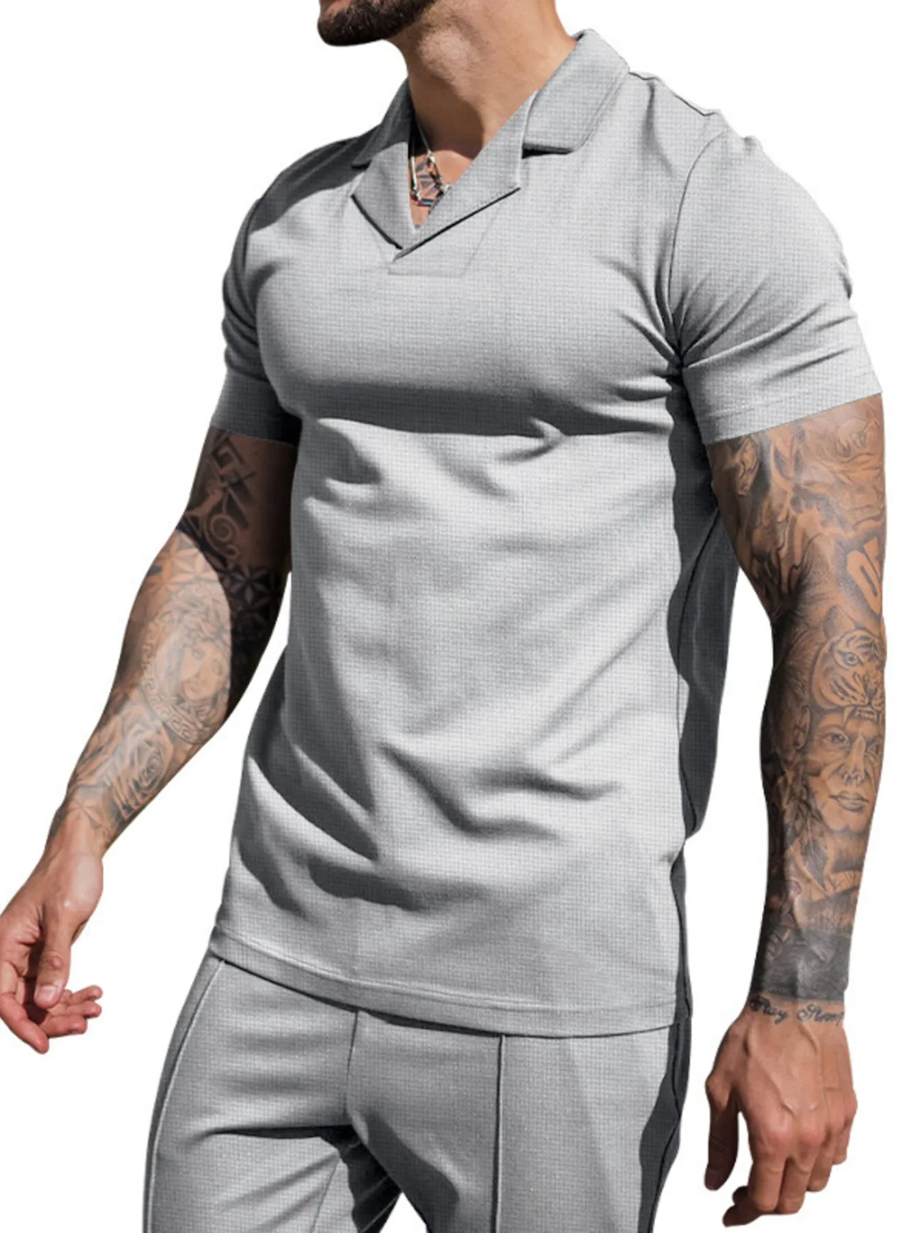 men's men's plus size short sleeve top and shorts set - additional image