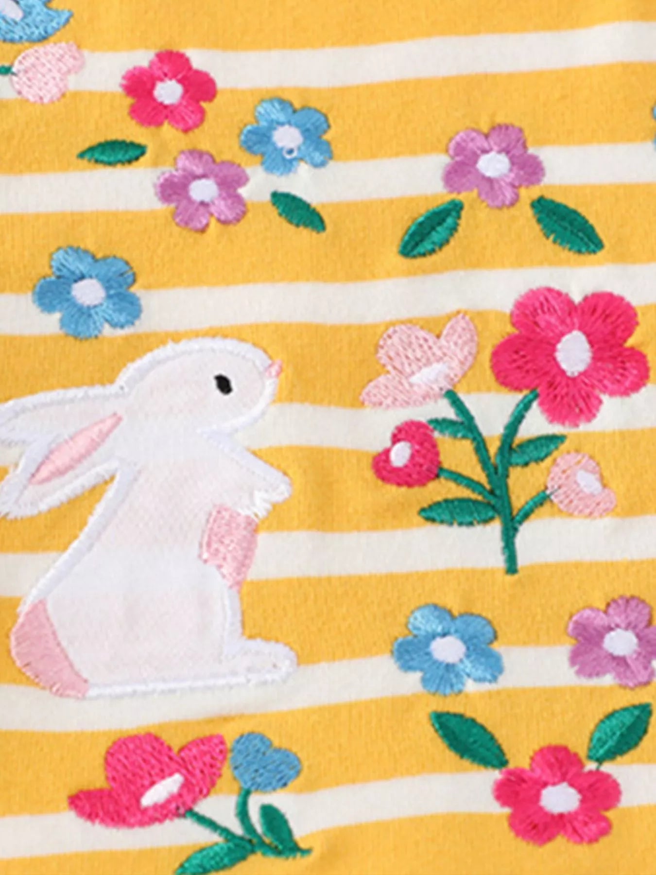 women's children's striped bunny embroidered round neck dress - product detail
