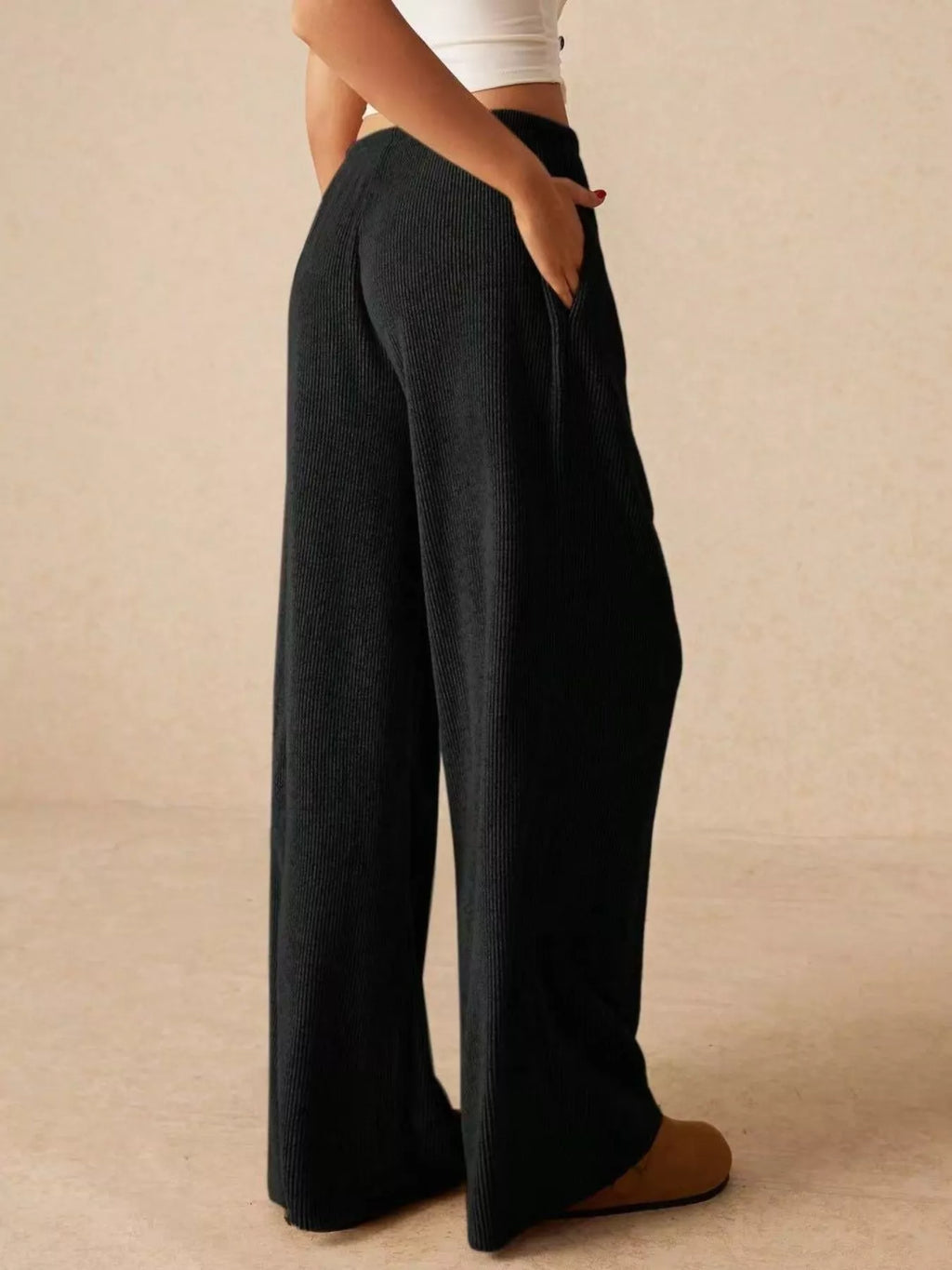 women's drawstring wide leg pants - additional image