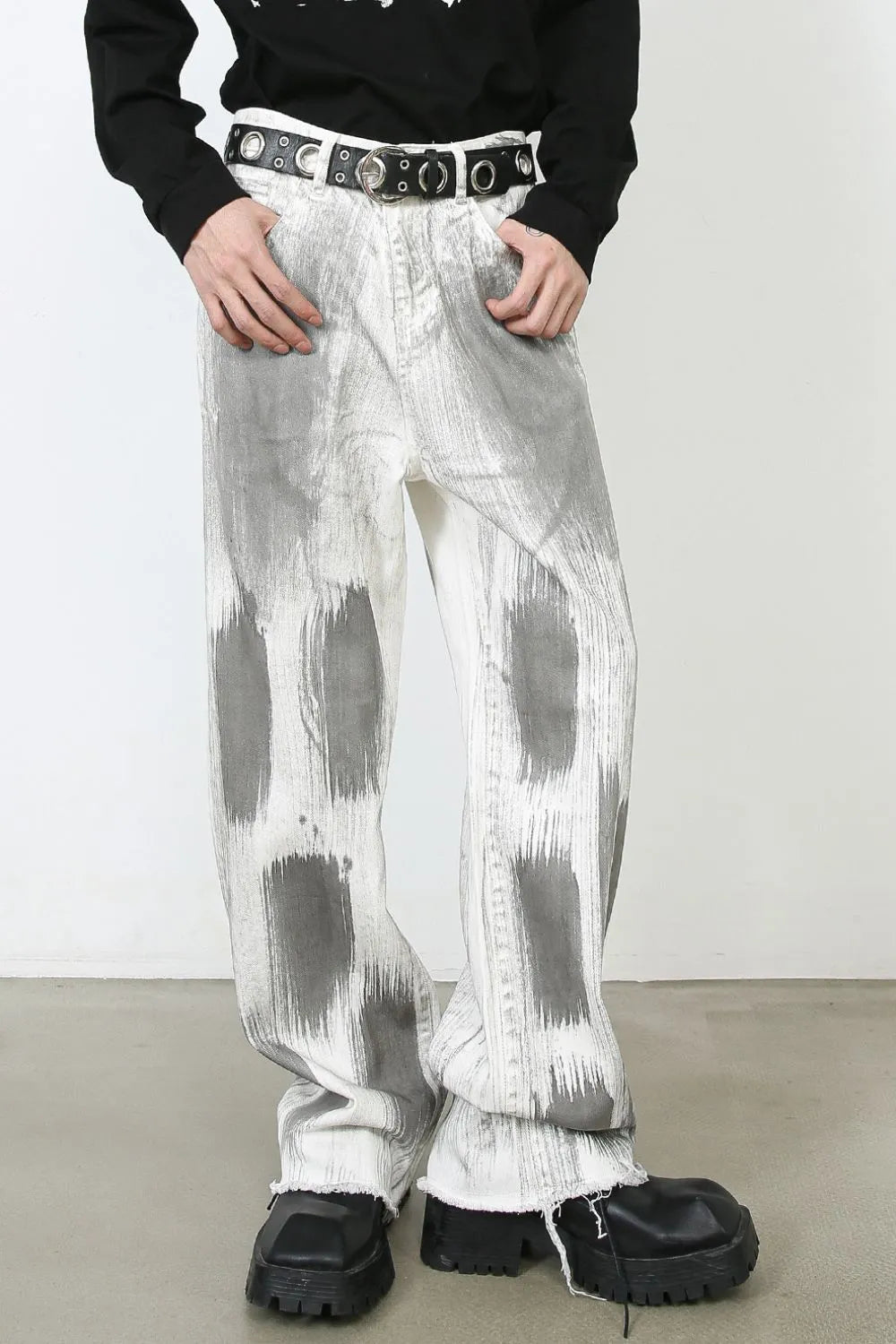 Men's Contrast Loose Jeans Light