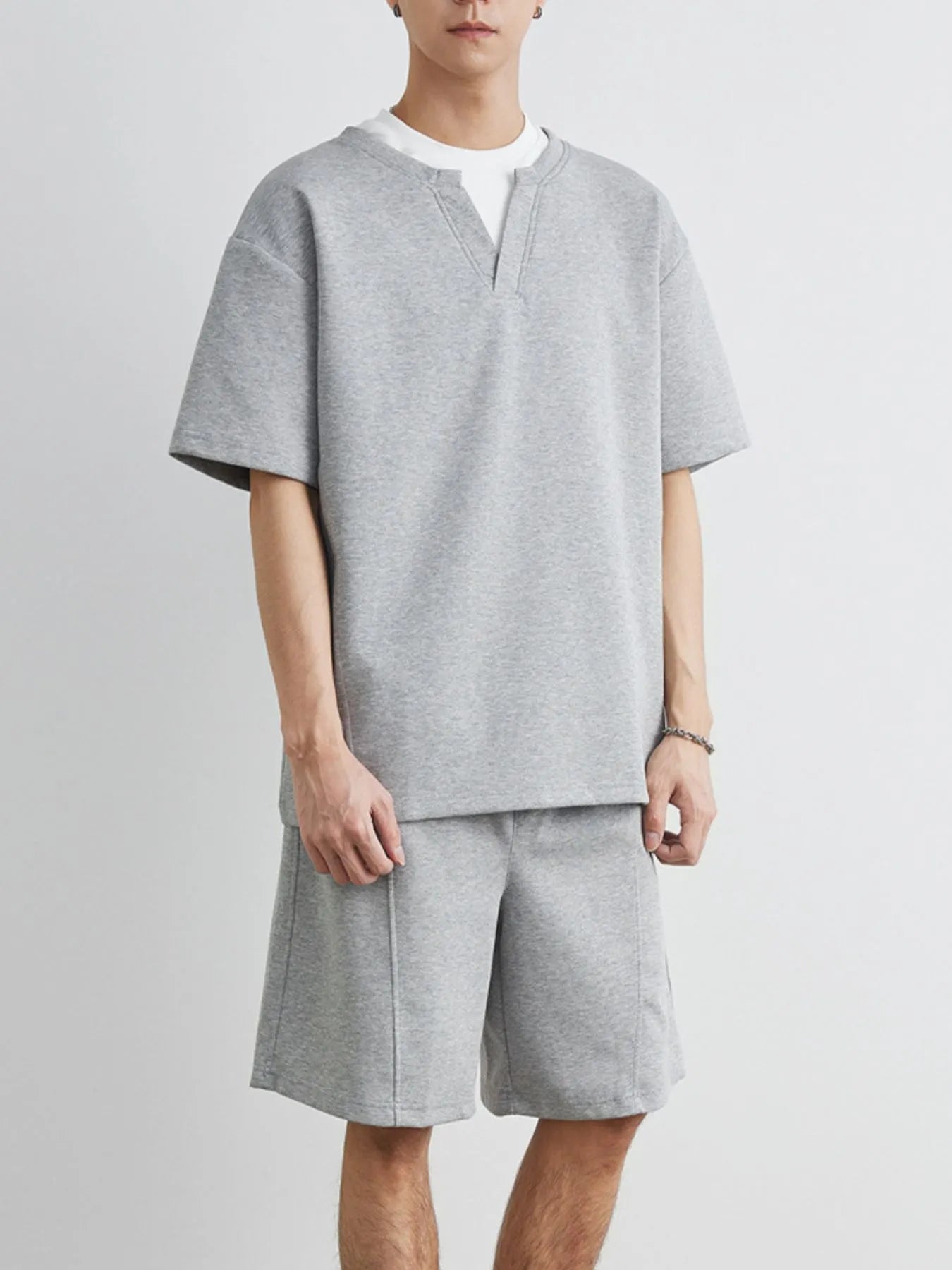 men's men's plus size half sleeve top and shorts set - product detail