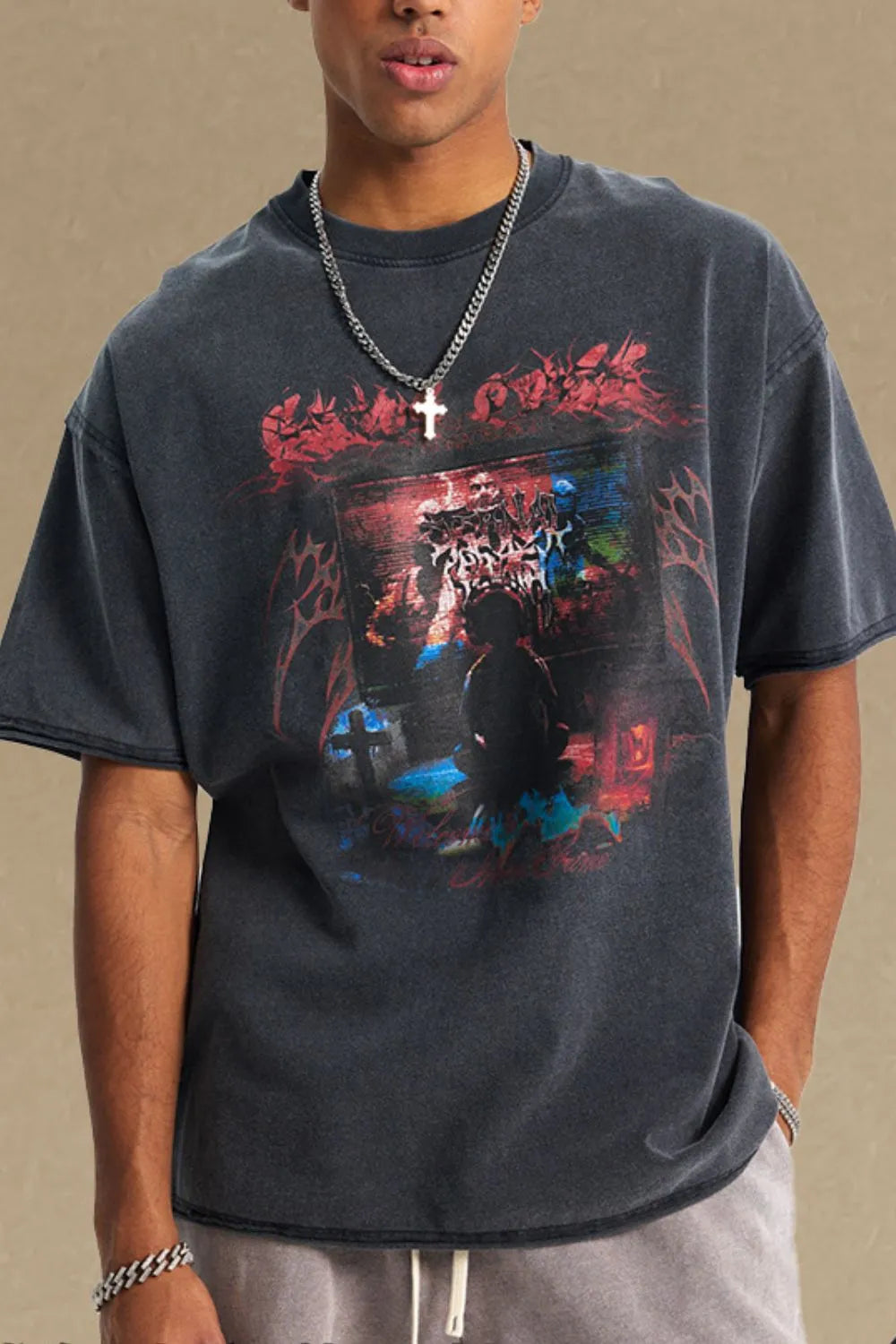 men's round neck half sleeve graphic t-shirt men’s casual tee