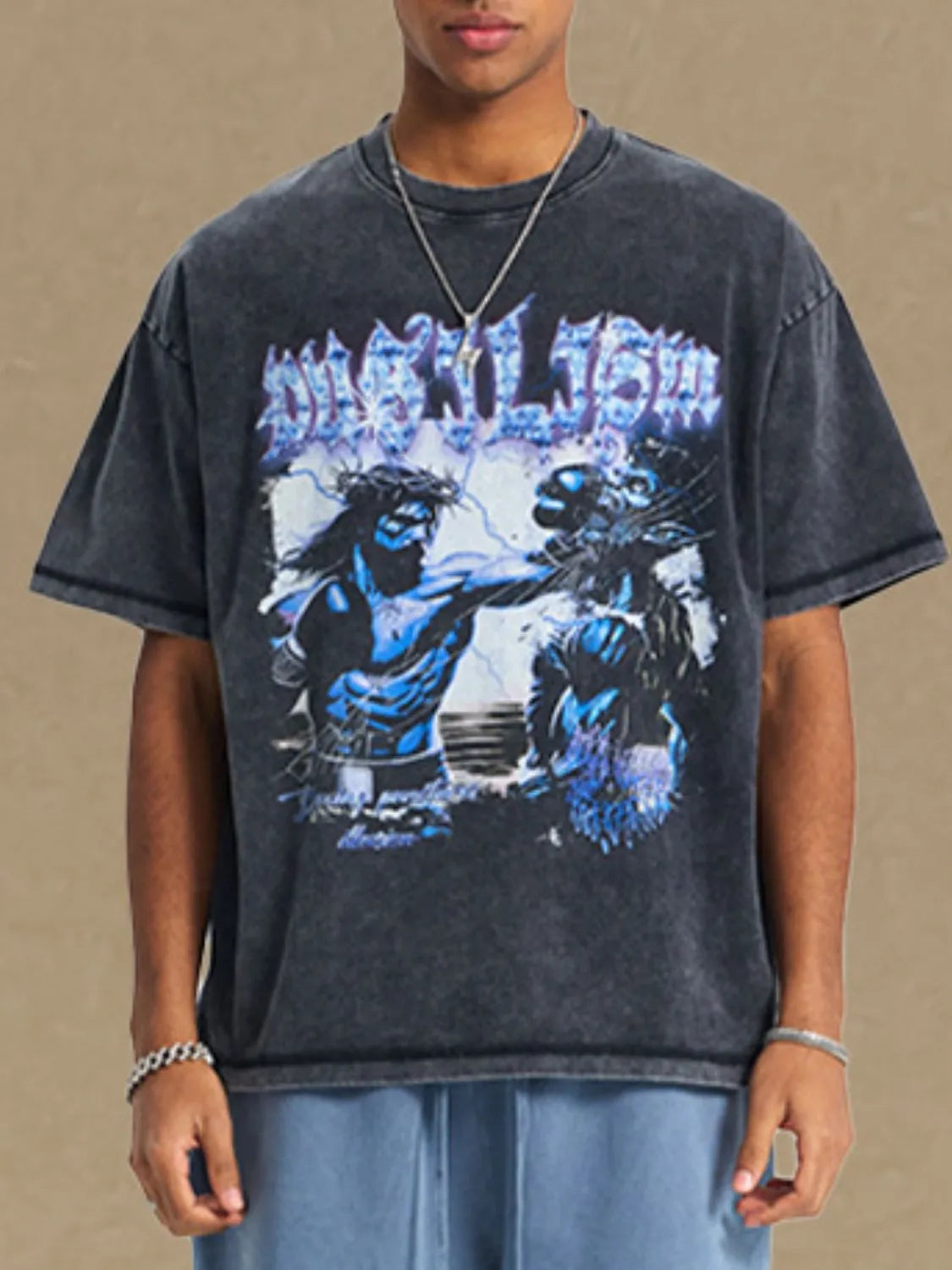 Men's Round Neck Half Sleeve Graphic T-Shirt