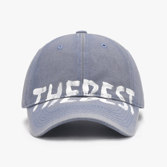 Letter Adjustable Baseball Cap Dusty Blue One Size