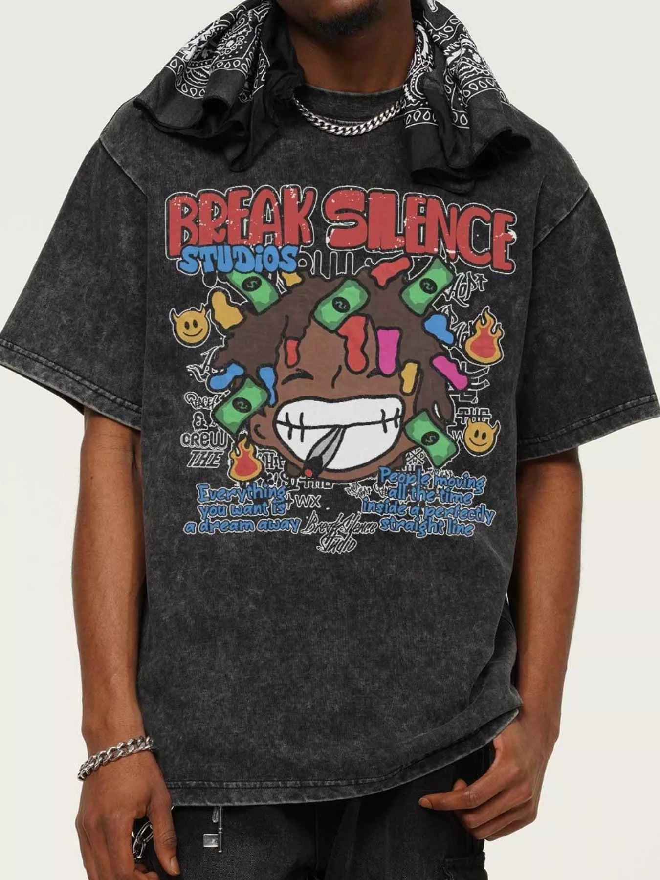 men's men's break silence graphic relaxed fit t-shirt - back view