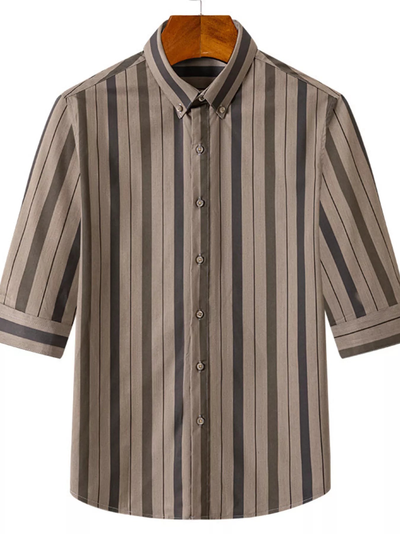 men's men's plus size striped casual half sleeve shirt - back view