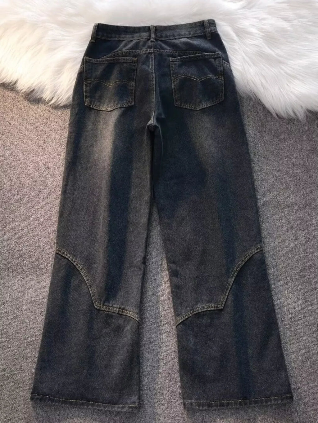 men's men's vintage wash wide leg jeans - side view
