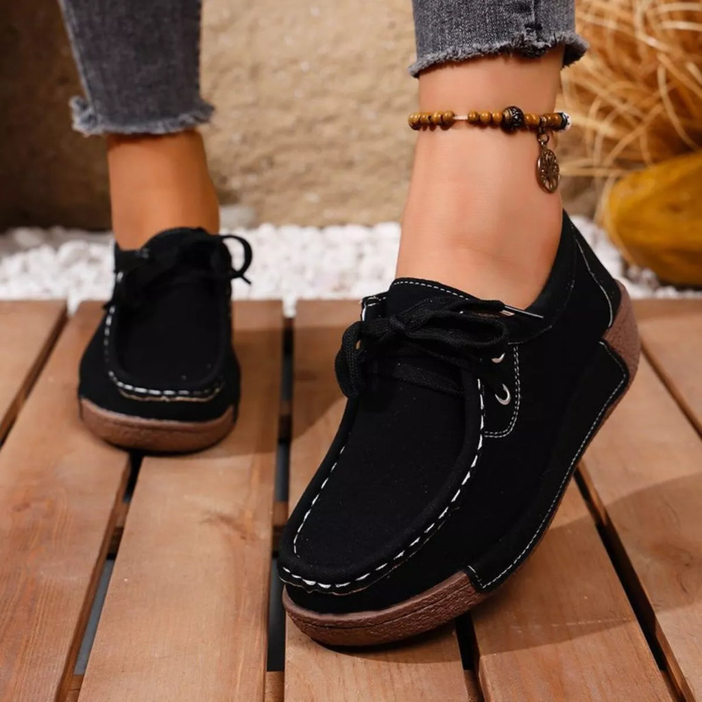 women's round toe lace up sneakers - product detail