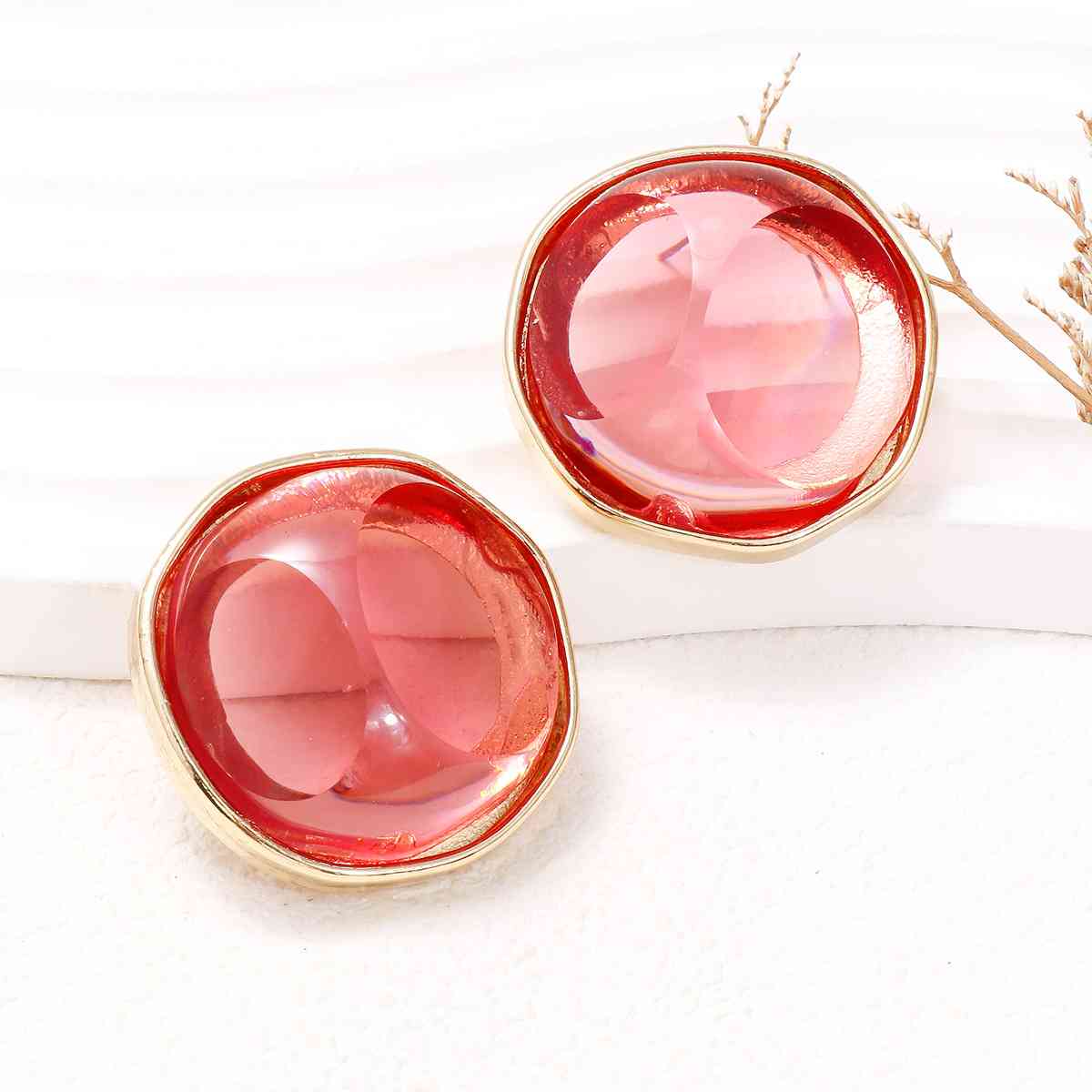 Alloy Geometric Earrings Strawberry One Size