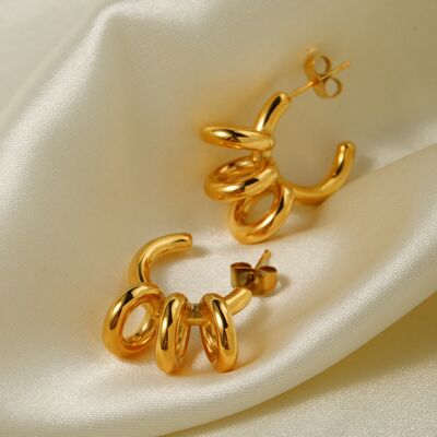 Stainless Steel C-Hoop Earrings Gold One Size