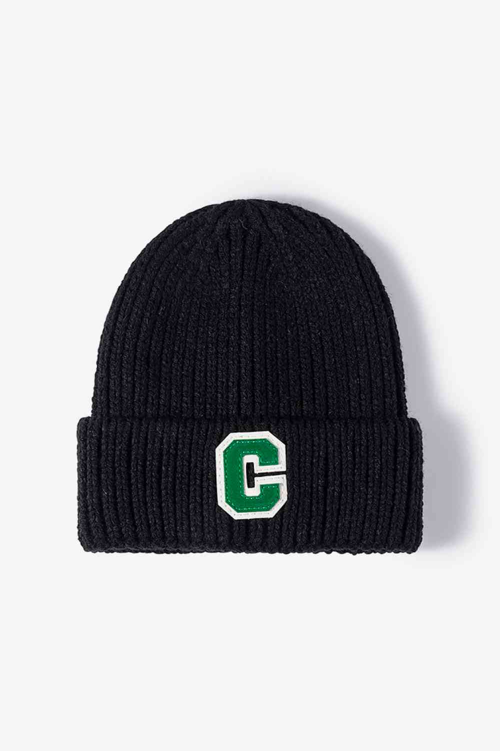 Letter C Patch Cuffed Beanie Black One Size
