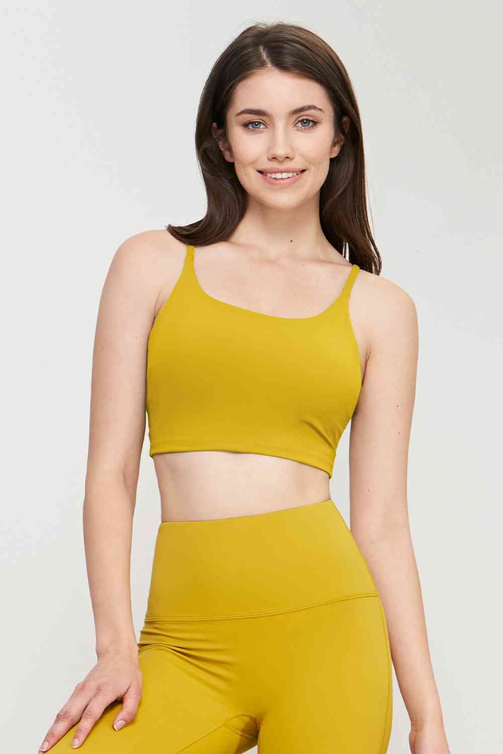 Spaghetti Strap Sports Bra Mustard