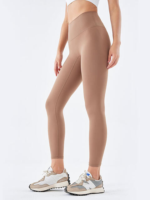 Wide Waistband Sports Leggings Mocha