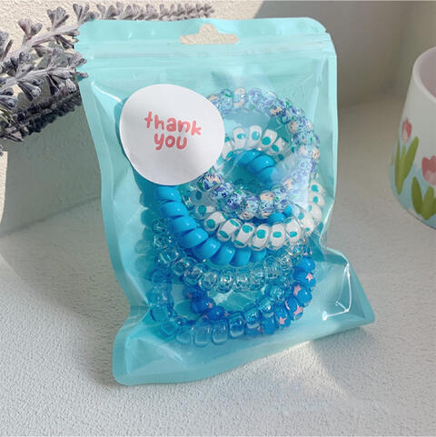 6-Piece Resin Telephone Line Hair Ropes Sky Blue One Size