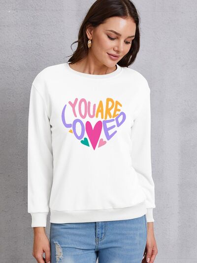 YOU ARE LOVED Dropped Shoulder Sweatshirt White