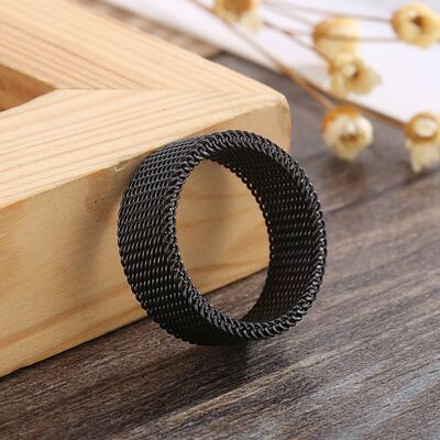 Weave Stainless Steel Ring Black