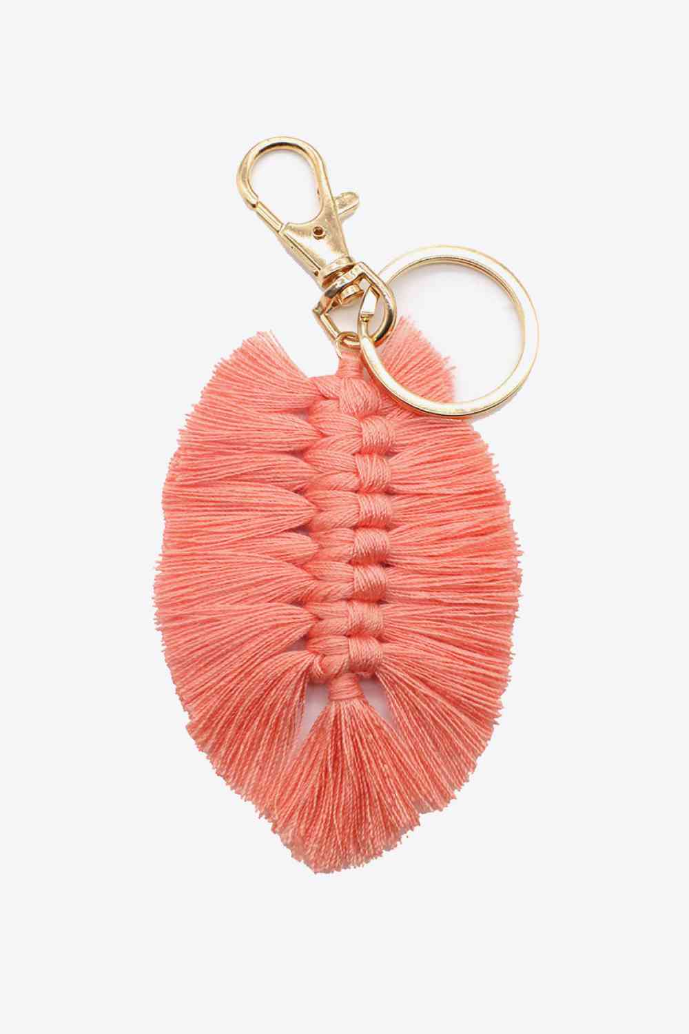 Assorted 4-Pack Leaf Shape Fringe Keychain Coral One Size